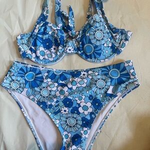 Floral Blue Bikini Set